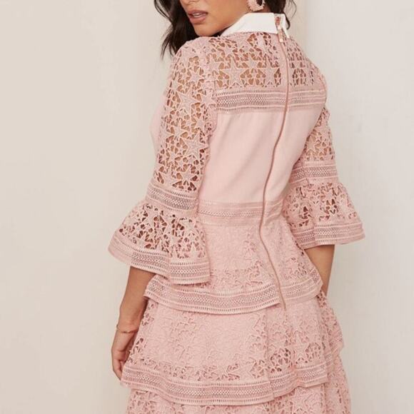 NWT Ted Baker Star Lace Ruffle Collared Dress Size 4 - Picture 3 of 7